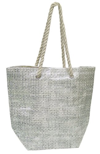 Luxury Eco-friendly Shopping College Woven Tote - Silver