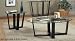 3PC Black Metal Base Oval Coffee Table & 2 Occasional Side/End Tables Set