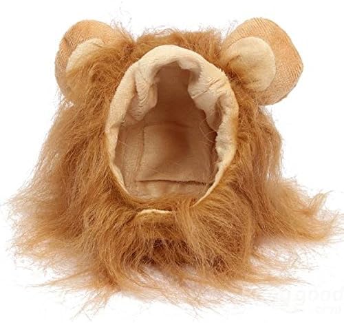Pet Dog Cat Artificial Lion Mane Wig Halloween Costume Size S / Light Brown