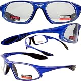 SAFETY GLASSES COBRA UV400 SUNGLASSES ANSI Z87.1 EYE PROTECTION BLUE FRAME