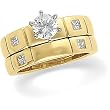 18K Yellow Gold Diamond Wedding Set Semimount - CENTER STONE NOT INCLUDED - 0.35 Ct.