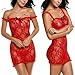 Avidlove Women Sexy Babydoll Lingerie Set Lace See-through Nightwear Red S
