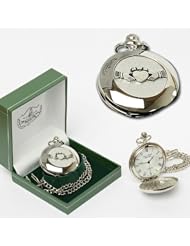 Personalized Irish Crafted Mullingar Pewter Celtic Claddagh Pocket Watch - 2 Inches in Diameter - Delivery from Ireland within 6-9 Days