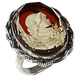 Certified Genuine Baltic Amber and Sterling Silver Large Cameo Ring Sizes 5,6,7,8,9,10,11,12
