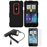 GTMax Hard Rubberized Snap On Protective Cover Case ( Black ) + Clear LCD S ....