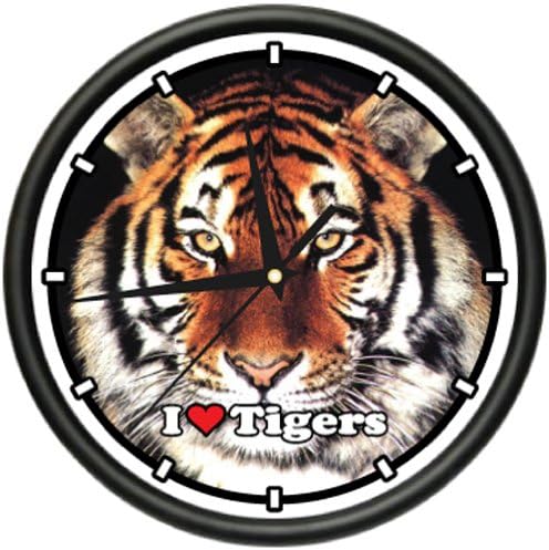SignMission Tiger Zoo Animal Print 10-Inch Wall Clock, Clear