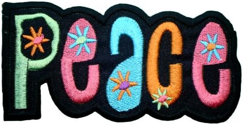 PEACE Sign Text Gypsy Hippie Costume Embroidered iron on Patches PH15