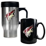 NHL Phoenix Coyotes Stainless Steel Travel Mug and Black Ceramic Mug Set (Primary Logo)