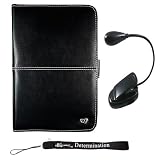 Kroo Nook Electronic Book Reader Slim Melrose Case + Includes a 4-Inch eBigvalue Determination Hand Strap + Clip on eBook Reader LED Light with Flexible Goose neck (Black)