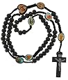 Carved Black Color Wooden Rosary with Photographs