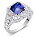 Gorgeous 3.50 carats total weight Princess Cut Checker Board Created Blue Sapphire & White CZ Size 8 Gemstone Ring in Sterling Silver