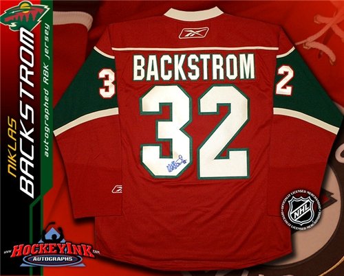 Niklas Backstrom Autographed/Hand Signed Minnesota Wild Red Reebok Premier Jersey