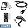 Black Rubberized Snap On Crystal Hard Case + Clear LCD Screen Protector + Rapid Car Charger + USB Data Cable for AT&T LG Neon Etna GT365 Cell Phone