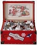 Amusements Retro Animated Vintage Red Trunk Christmas Music Box