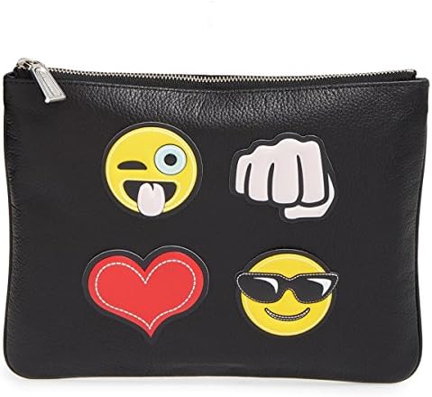 Rebecca Minkoff Crazy Emoji Sticker Set &amp; Clutch - Black