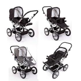 BLACK BABY PRAM,FOLDABLE 2 IN 1 PUSHCHAIR,BUGGY,REVERSABLE HANDLE, INC RAINCOVER
