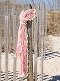Awesome Natural Life Pink with Cream Pom Pom Crinkle 100% Cotton Scarf