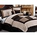 Chezmoi Collection 7 Pieces Luxury Brown, Beige, and Coffee Embroidery Patchwork Comforter Set / Bed-in-a-bag King Size Bedding
