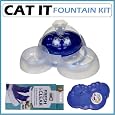 Cat It 50050 Fresh and Clear Drinking Fountain for Cats and Puppies with Fresh and Clear Fountain Replacement Cartridge 3-Pack and Fountain Place Mat