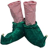 Elf Holiday Christmas Slippers - Jingle Bell Tips & Candy Cane Stripes