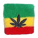 Rasta 'Red Gold and Green Marijuana Leaf' Sweatband Wristband