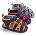 Isbasic Baby Boys Girls Summer Beach Breathable Athletic Closed-Toe Sandals Outdoor Soft Sole Anti-Slip Toddler First Walker Shoes (12-18 Months M US Toddler, A-Grey&Blue)