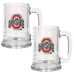 Ohio State Buckeyes NCAA 2pc 15oz Glass Tankard Set by Great American Products