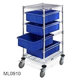 11-container Bin Cart Frame: 21w X 24d X 69h Boxes: 17.375w 22.5d X 3.125h - Blue