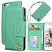 iPhone 6 Case,iPhone 6s Case,[Upgraded-Opened Volume and Power Button Ports,no Break Issues] by HiLDA,Wallet Case,PU Leather Case,Credit Card Holder,Flip Cover Skin[Mint Green]