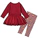 Puseky Baby Girl Christmas Santa Claus Long Sleeve Tutu Dress Shirt+Pants Outfit