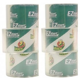 Duck Brand 1289893 One Handed EZ Start Packaging Tape Refill Rolls, 6-Roll