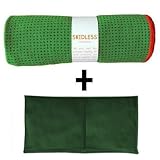 Green Yogitoes mat size SKIDLESS yoga towel + green hband stretchy headband combo by Absolute Yogi