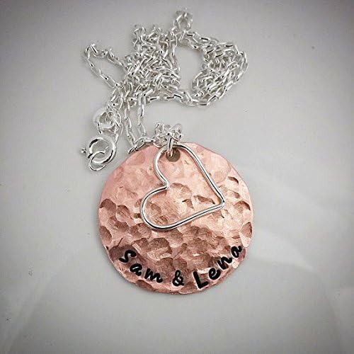 Sterling Silver and Copper Couples Names Necklace - Hand Stamped Necklace - Personalized Necklace - Personalized Jewelry