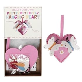 Felt craft pink butterfly heart decorations