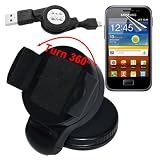 Skque Anti Scratch Screen Protector + Black Micro Retractable USB Cable + Black Car Holder For Samsung Galaxy Ace Plus S7500