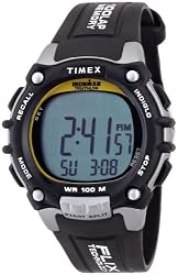 Timex Men's T5E231 Ironman Traditional 100-Lap Silver-Tone/Black Resin Strap Watch