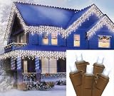 Set of 70 LED Pure White Wide Angle Icicle Christmas Lights - Brown Wire