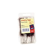 Avery Pre-Strung Jewelry Tags, Paper/String, 0.875 x 0.375 Inches, White/Purple, 500 per Pack (11035)