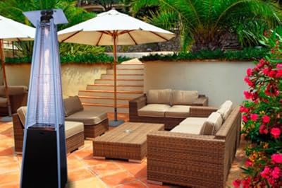 New MTN Deluxe Pyramid Outdoor Patio Flame Gas Propone Heater 40000 BTU Brown