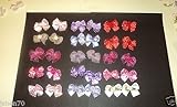 40 Dog Hair Bows -Red/Pink/Purple Collection Polka-Dot and Solid Color Bows with Beads or Flowers - Wholesale Lot for Groomers - Handmade