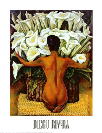 Nude with Calla Lilies Art Poster Print by Diego Rivera, 28x36
