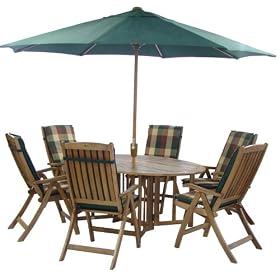 Homestead 6 Seater Recliner Fully Dressed Garden Furniture Set - Tartan
