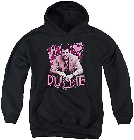 Pretty In Pink - Youth I Heart Duckie Pullover Hoodie, X-Large, Black