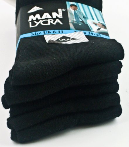 Mens Lycra Cotton Rich Black Man Socks. UK Size