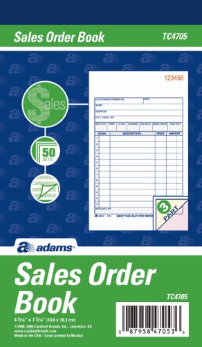 Adams Sales Order Book, 3-Part, Carbonless, 4-3/16 X 7-3/16