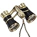 OPO Opera Theater Horse Racing Glasses Binocular Telescope Chain Necklace (Black with Gold Trim) 3x25