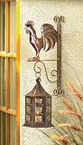 Metal Rooster Wall Lantern Set Candle Holder Lanterns