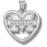 University of Michigan M Michigan Heart Pendant (Silver)