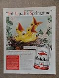 Gargoyle Mobiloil,Vintage 40's full page print ad (3 yellow birds in nest) Original vintage 1940 Collier's Magazine Print Art.