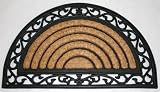 Homescapes Doormat- Coir & Wrought Iron Effect- Half Moon- Suitable for Indoor and Outdoor use. Heavy Duty Scrapper Mat